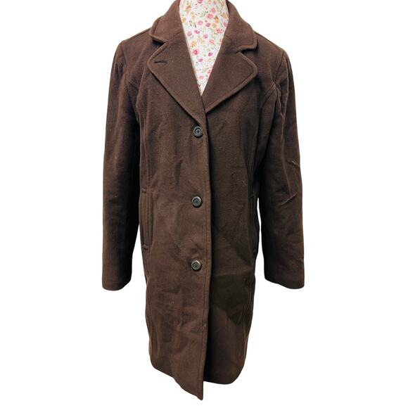 L.L. Bean Jackets & Blazers - 🧥 L.L. Bean Brown Wool Blend Coat Women’s 14 Longline Classic Winter